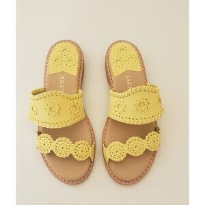 Jack Rogers Leather Slide Sandals Caroline Butter Yellow Size 5